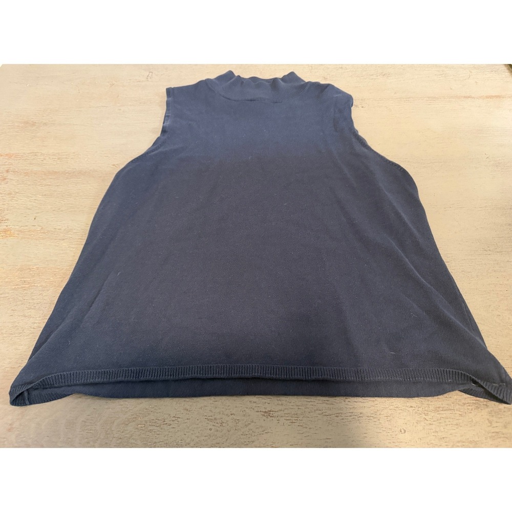 Jessica London Navy Blue Mock Neck Sleeveless Sweater Shell Plus Size 2X Cotton
